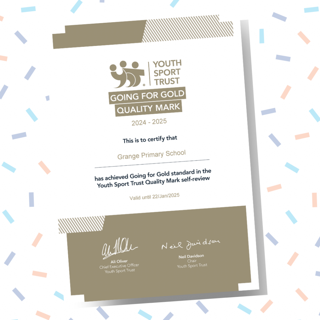 Youth Sport Trust Gold Award for Grange Primary School 
